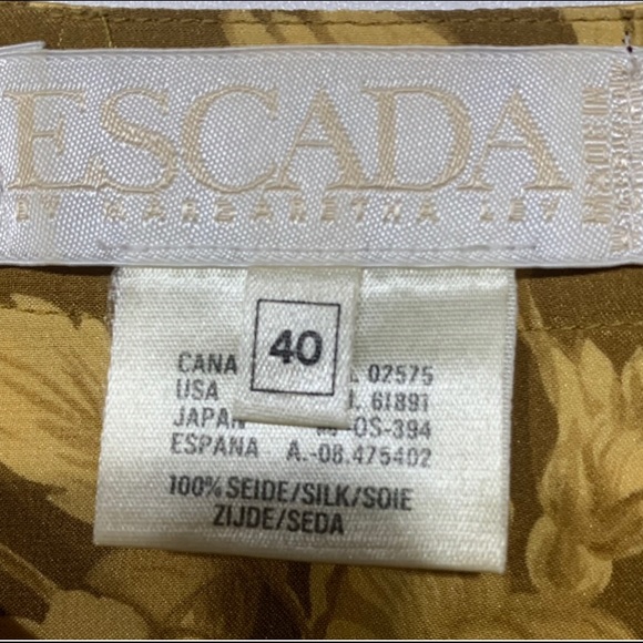 Escada Silk Gold Equestrian Floral Print Blouse Sz 40 Sz Medium - Picture 8 of 13